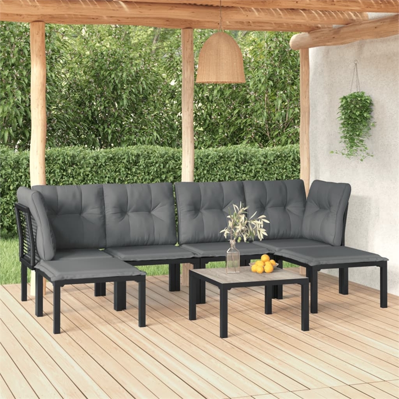 vidaXL 7 Piece Steel Garden Lounge Set in Black/Gray