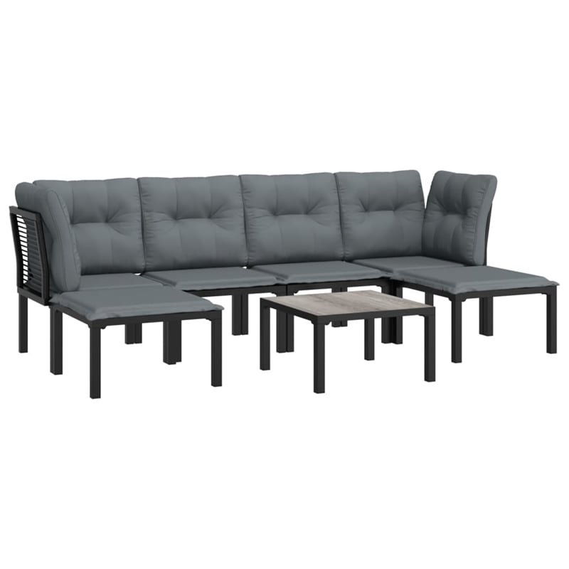 vidaXL 7 Piece Steel Garden Lounge Set in Black/Gray