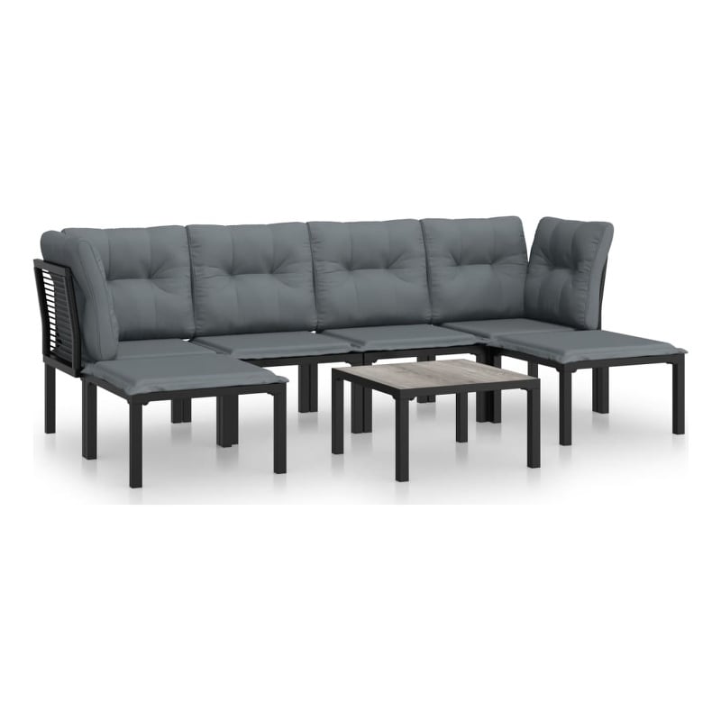 vidaXL 7 Piece Steel Garden Lounge Set in Black/Gray