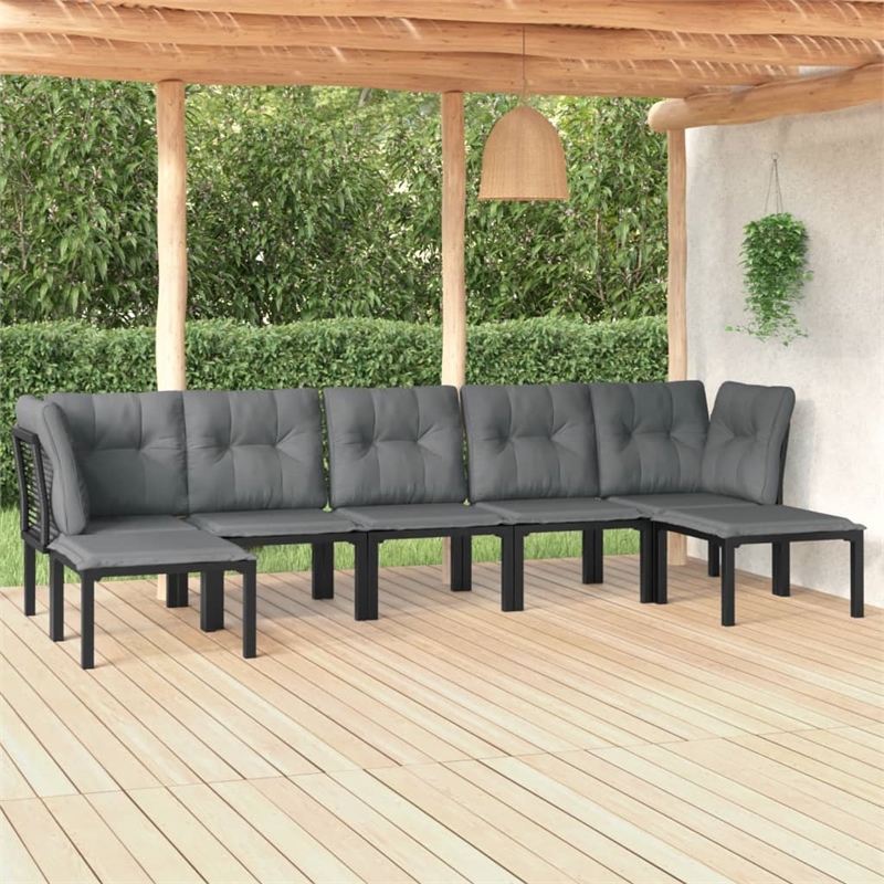 vidaXL 7 Piece Steel Garden Lounge Set in Black/Gray