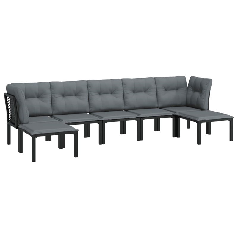 vidaXL 7 Piece Steel Garden Lounge Set in Black/Gray
