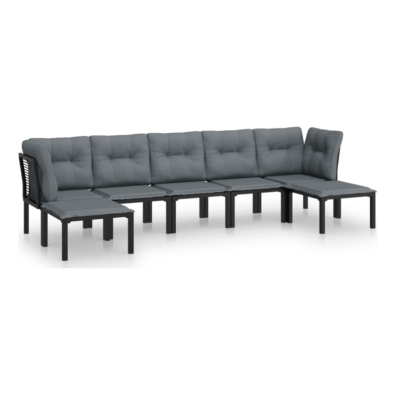 vidaXL 7 Piece Steel Garden Lounge Set in Black/Gray