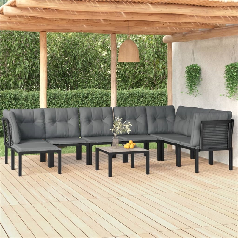 vidaXL 9 Piece Poly Rattan Garden Lounge Set in Black/Gray