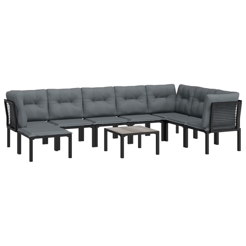 vidaXL 9 Piece Poly Rattan Garden Lounge Set in Black/Gray