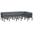 vidaXL 9 Piece Poly Rattan Garden Lounge Set in Black/Gray