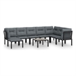 vidaXL 9 Piece Poly Rattan Garden Lounge Set in Black/Gray