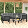 vidaXL 7 Piece Steel Small Garden Lounge Set in Black/Gray
