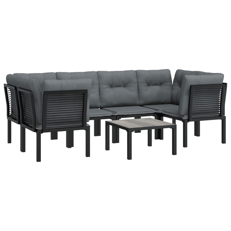 vidaXL 7 Piece Steel Small Garden Lounge Set in Black/Gray
