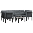 vidaXL 7 Piece Steel Small Garden Lounge Set in Black/Gray