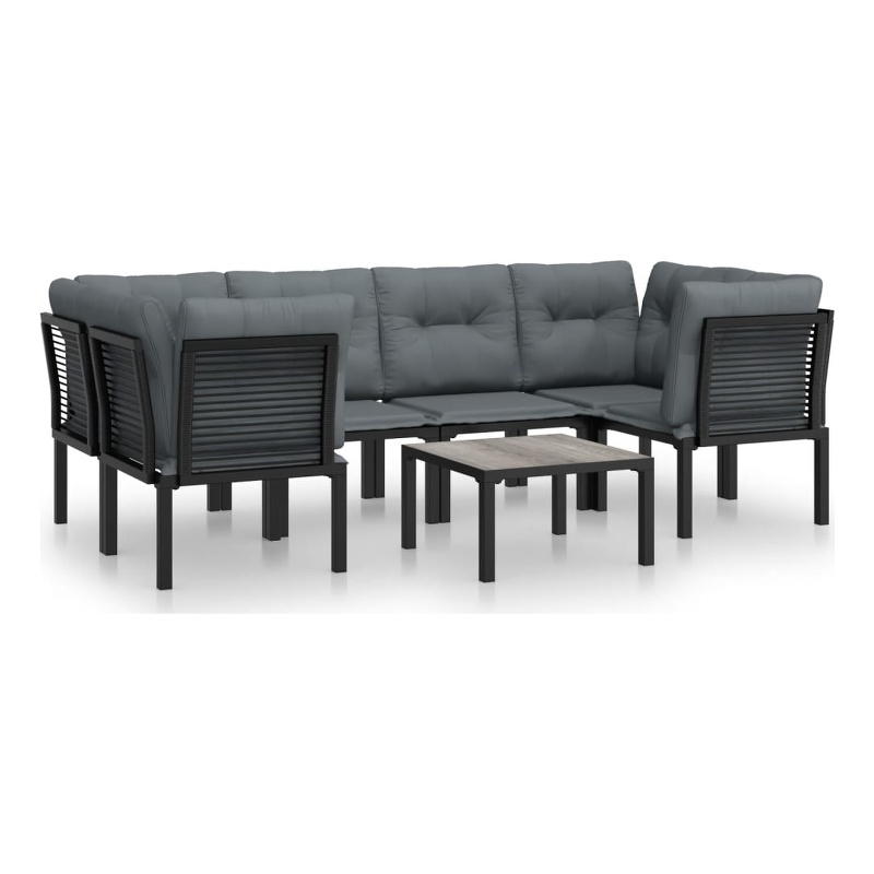 vidaXL 7 Piece Steel Small Garden Lounge Set in Black/Gray