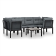 vidaXL 7 Piece Steel Small Garden Lounge Set in Black/Gray