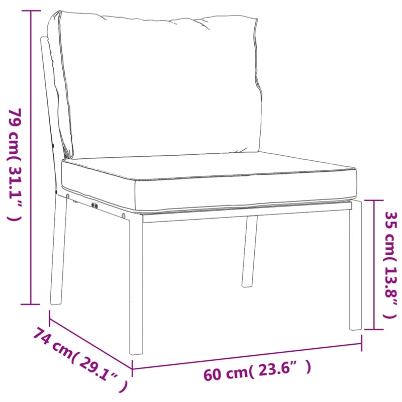 vidaXL 6 Piece Steel Garden Lounge Set in Black/Gray