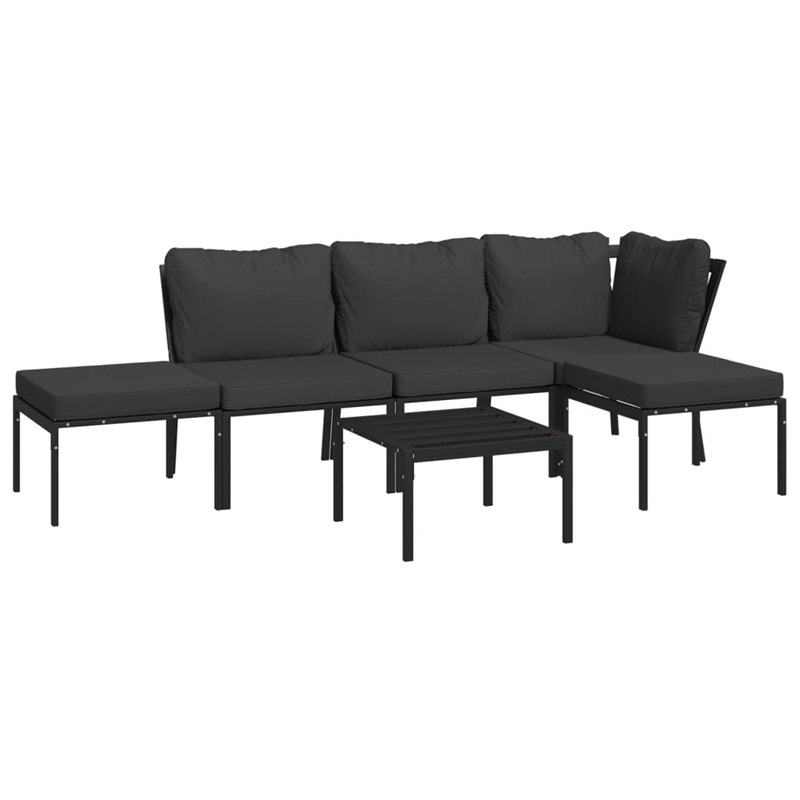vidaXL 6 Piece Steel Garden Lounge Set in Black/Gray