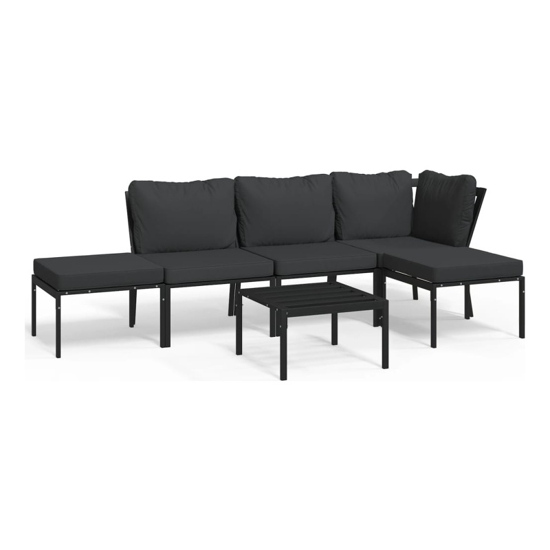 vidaXL 6 Piece Steel Garden Lounge Set in Black/Gray