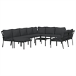 vidaXL 11 Piece Steel Medium Garden Lounge Set in Black/Gray