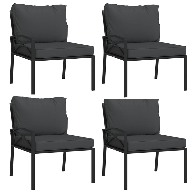 vidaXL 11 Piece Steel Medium Garden Lounge Set in Black/Gray
