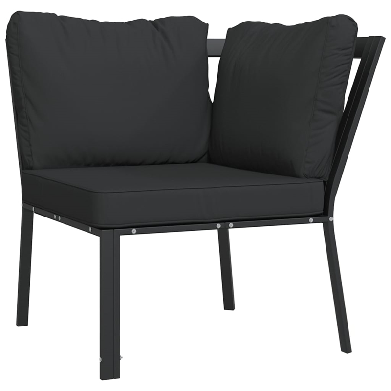 vidaXL 11 Piece Steel Medium Garden Lounge Set in Black/Gray