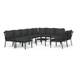 vidaXL 11 Piece Steel Medium Garden Lounge Set in Black/Gray