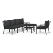 vidaXL 7 Piece Steel Garden Lounge Set in Black/Gray