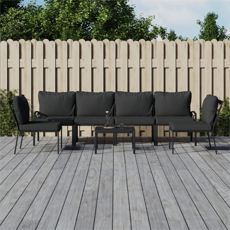 vidaXL 7 Piece Steel Garden Lounge Set in Black/Gray