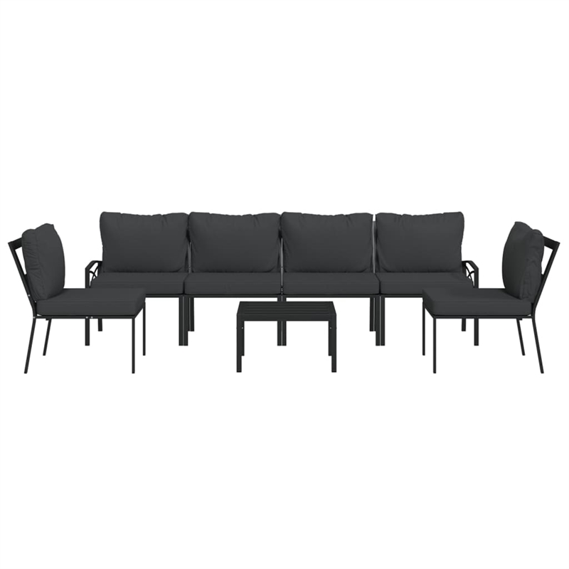 vidaXL 7 Piece Steel Garden Lounge Set in Black/Gray