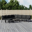 vidaXL 9 Piece Steel Small Garden Lounge Set in Black/Gray