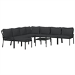 vidaXL 9 Piece Steel Small Garden Lounge Set in Black/Gray