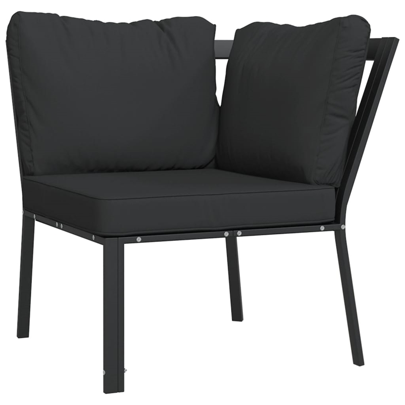 vidaXL 9 Piece Steel Small Garden Lounge Set in Black/Gray