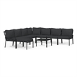 vidaXL 9 Piece Steel Small Garden Lounge Set in Black/Gray