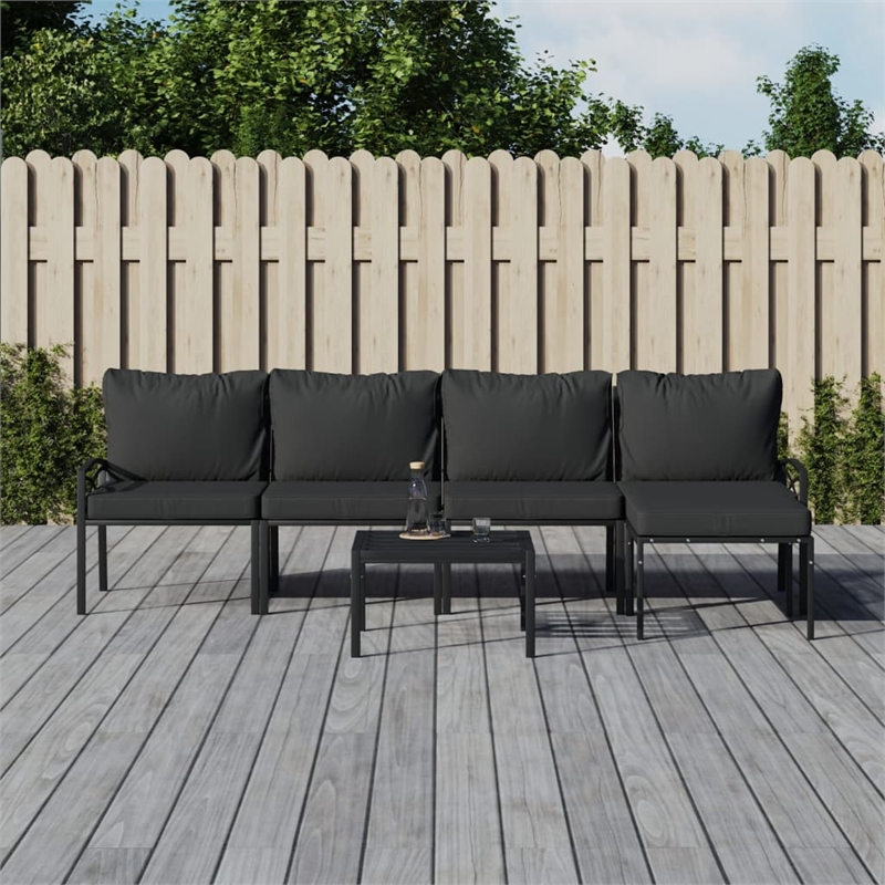 vidaXL 6 Piece Steel Garden Lounge Set in Black/Gray