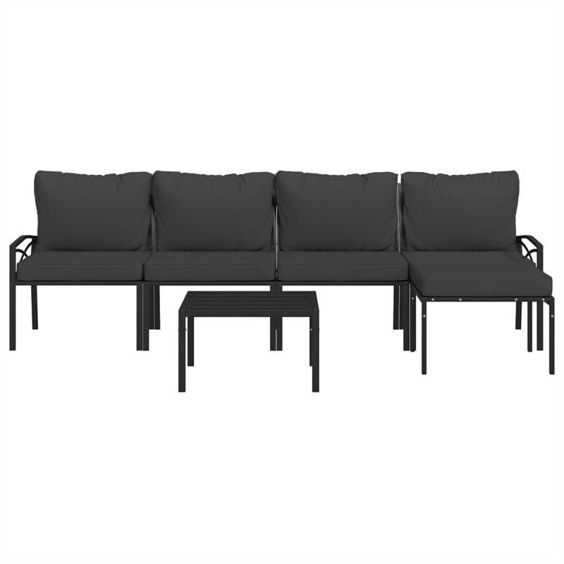 vidaXL 6 Piece Steel Garden Lounge Set in Black/Gray
