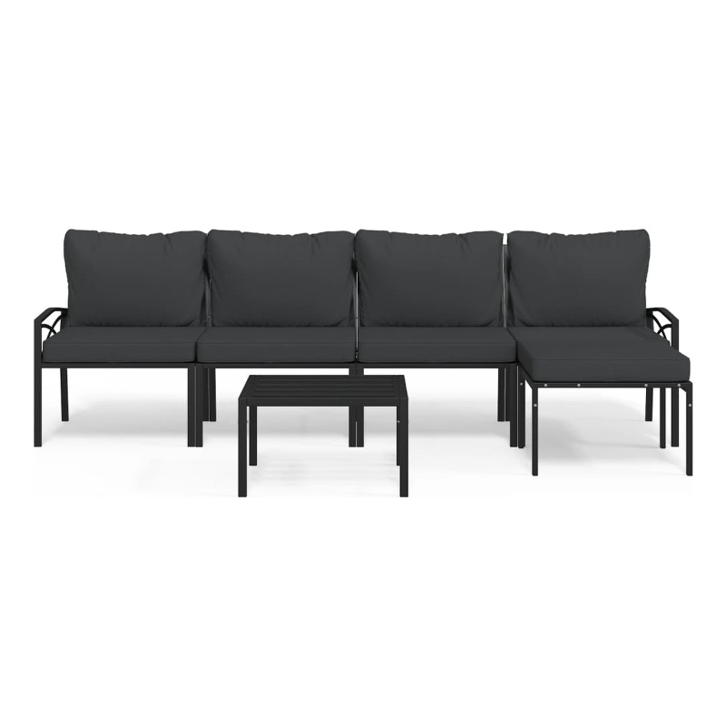 vidaXL 6 Piece Steel Garden Lounge Set in Black/Gray