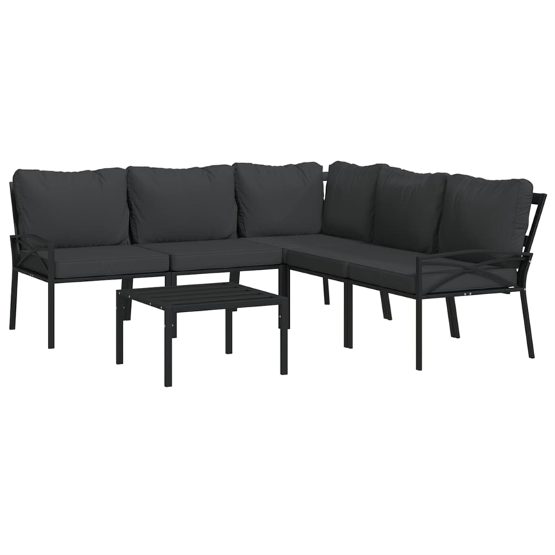 vidaXL 6 Piece Steel Garden Lounge Set in Black/Gray