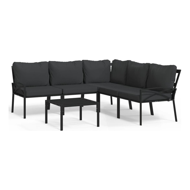 vidaXL 6 Piece Steel Garden Lounge Set in Black/Gray