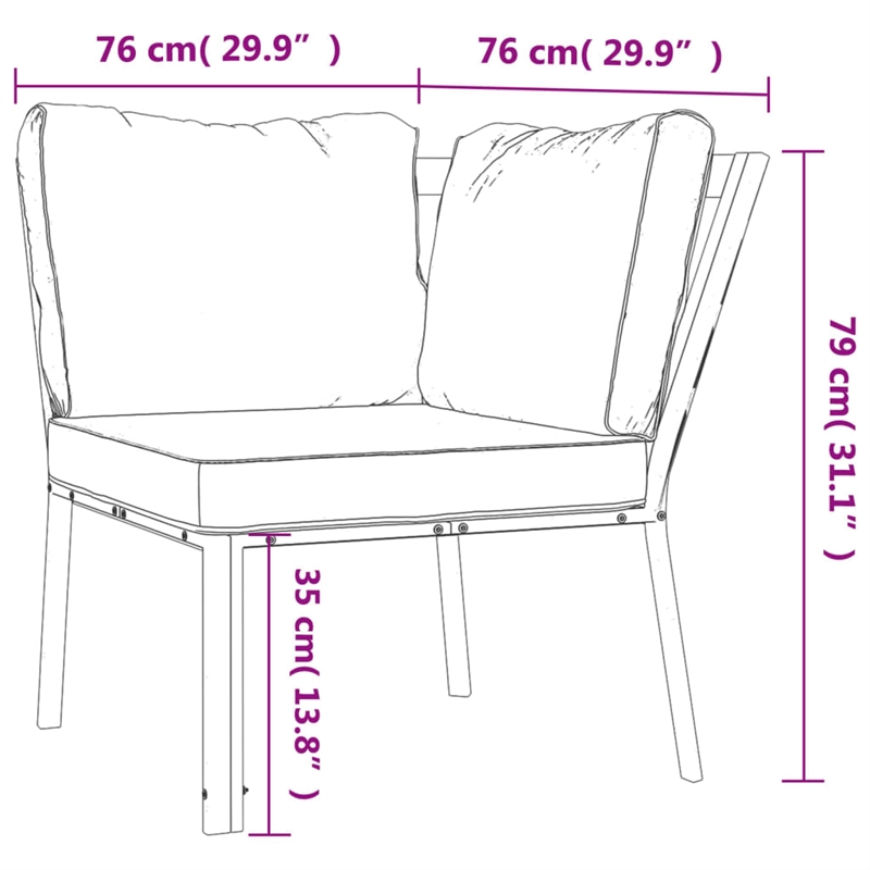vidaXL 5 Piece Steel Garden Lounge Set in Black/Gray