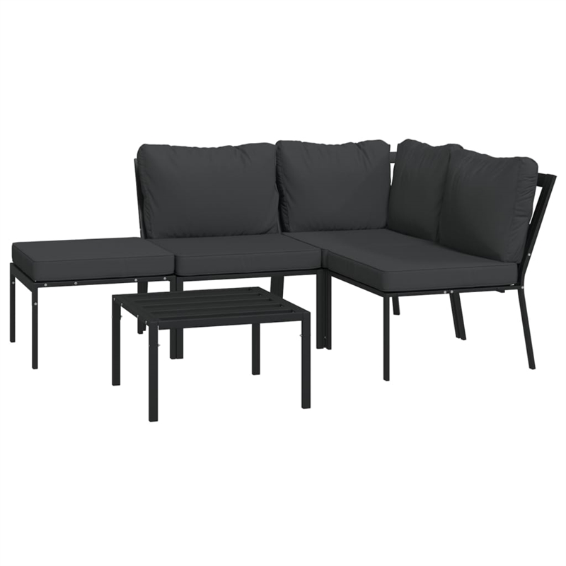 vidaXL 5 Piece Steel Garden Lounge Set in Black/Gray