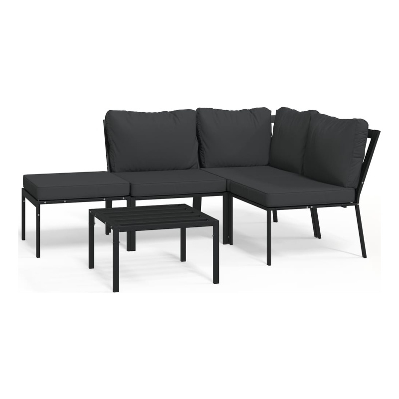 vidaXL 5 Piece Steel Garden Lounge Set in Black/Gray