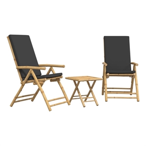 vidaXL 3 Piece Bamboo Small Bistro Set in Gray