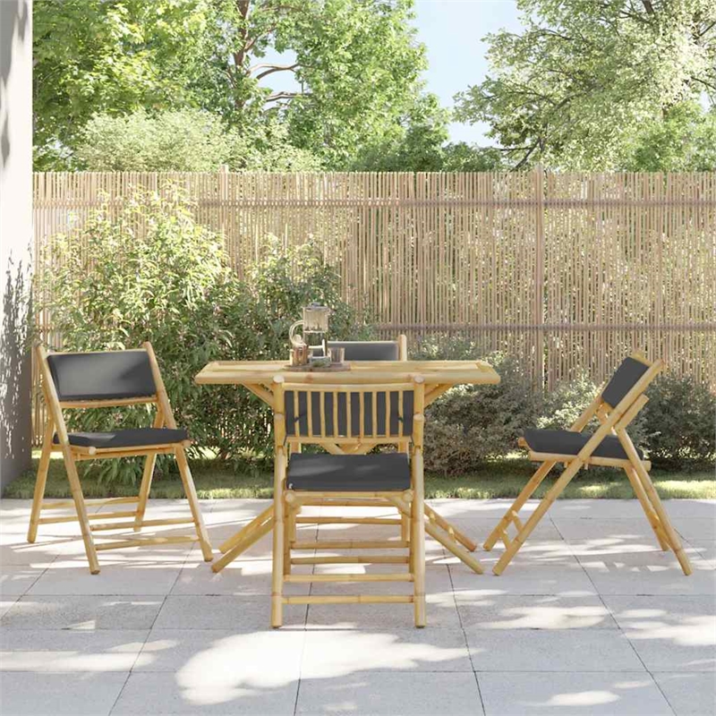 vidaXL 5 Piece Bamboo Standard Bistro Set in Gray