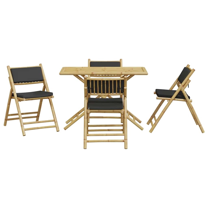 vidaXL 5 Piece Bamboo Standard Bistro Set in Gray