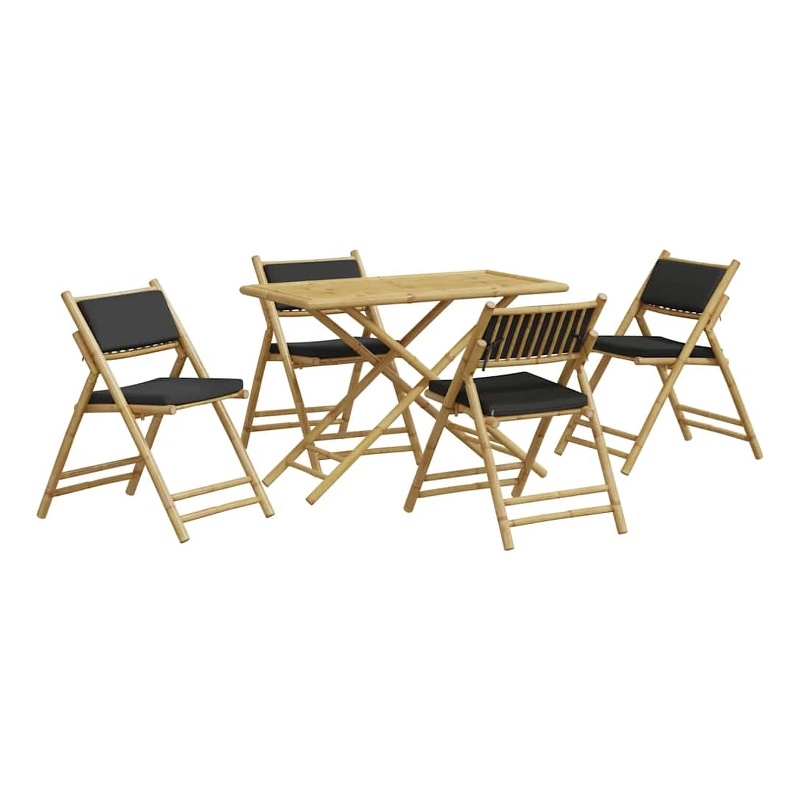vidaXL 5 Piece Bamboo Standard Bistro Set in Gray