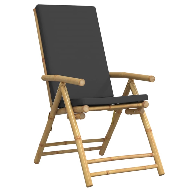 vidaXL 3 Piece Bamboo Small Bistro Set in Gray/Brown/Natural