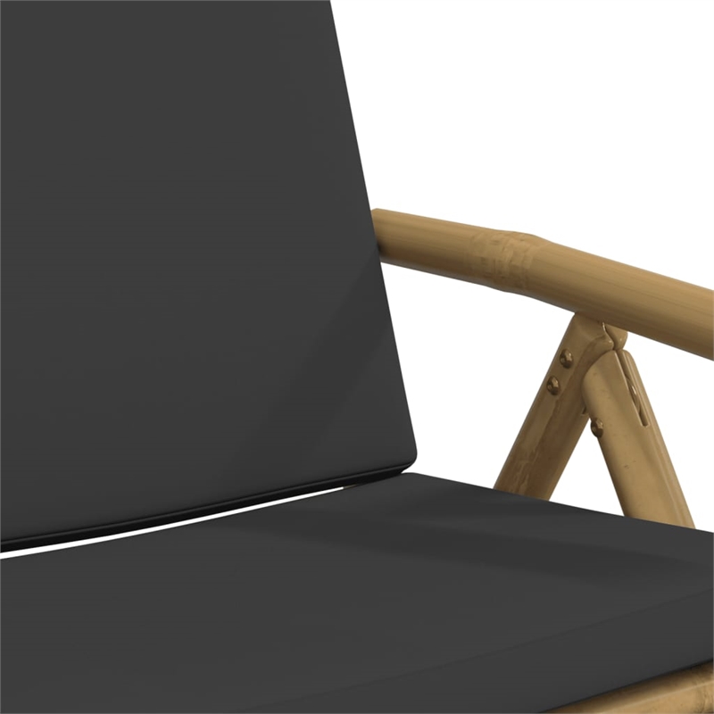 vidaXL 3 Piece Bamboo Small Bistro Set in Gray/Brown/Natural