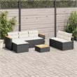 vidaXL 5 Piece Solid Acacia Wood Small Sofa Set in Black/White/Brown/Cream