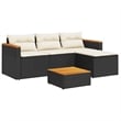 vidaXL 5 Piece Solid Acacia Wood Small Sofa Set in Black/White/Brown/Cream