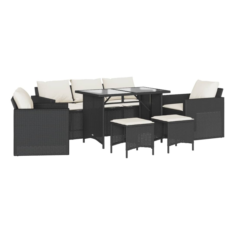 vidaXL 6 Piece Poly Rattan Sofa Set in Black
