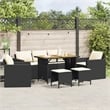 vidaXL 6 Piece Solid Acacia Wood Sofa Set in Black/White/Cream