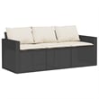 vidaXL 6 Piece Solid Acacia Wood Sofa Set in Black/White/Cream
