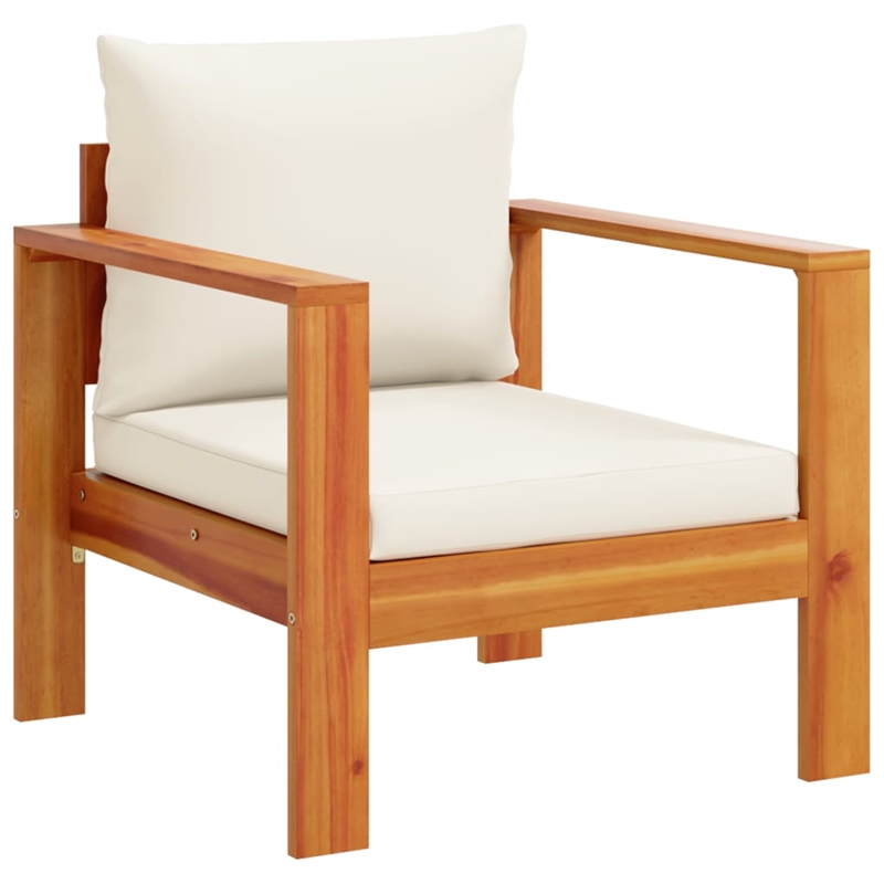 vidaXL 5 Piece Solid Acacia Wood Medium Sofa Set in White/Cream