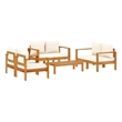 vidaXL 5 Piece Solid Acacia Wood Medium Sofa Set in White/Cream